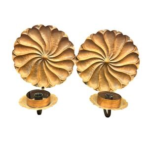 Vtg Gregorian Copper Wall Candle Holders Sconce Wall Art Decor Set‎ 7.5" x 10"